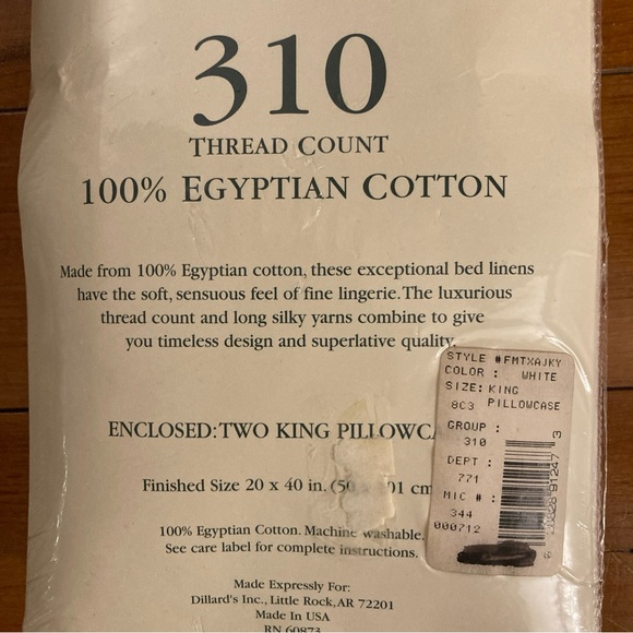 New Nobility Egyptian Cotton 310 thread count king Pillowcases - white - Picture 4 of 5